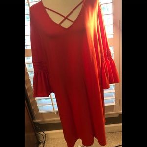 a.n.a Beautiful Orange Dress with Bell Sleeves